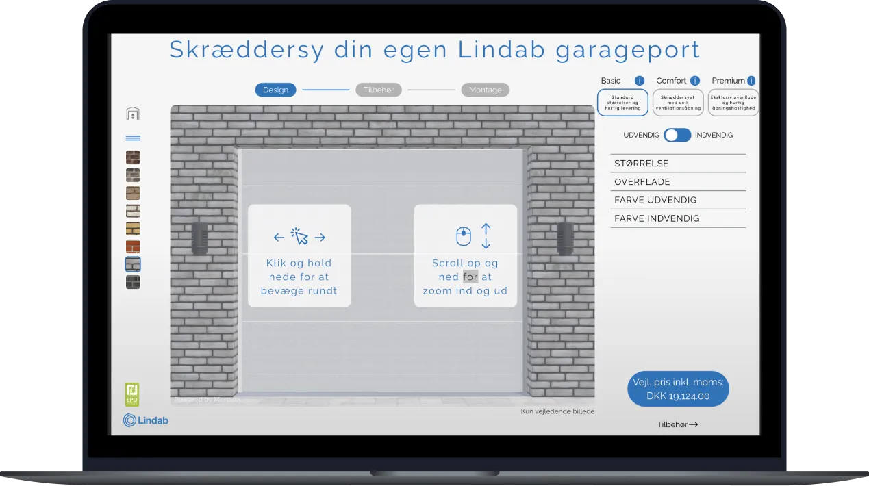 Lindab Garageport konfigurator